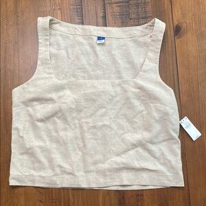 Old Navy Cream Sleeveless Crop Tank Top
